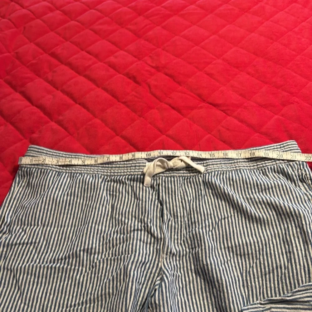 Goodfellow Shorts Blue Striped Linen & Cotton Pockets Front & Back